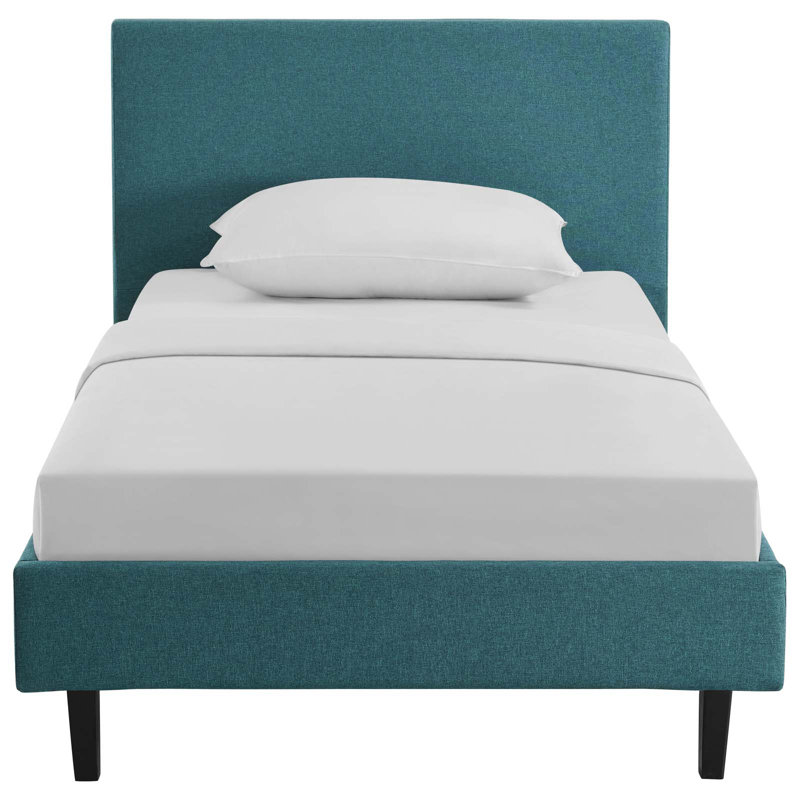 Modway Bed Frame, Twin, Teal Plainweave