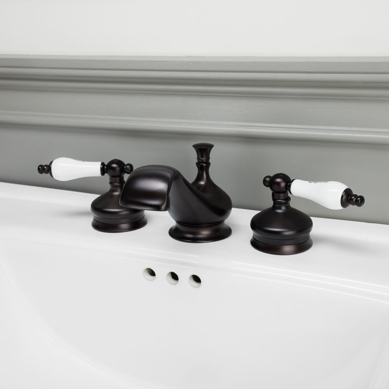 2-handle Bathroom Faucet with Drain Assembly, Black