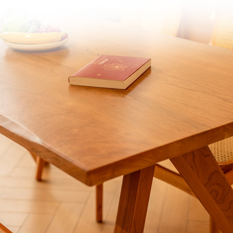 A combination of thick bench tables and chairs, 29.5"H x 55.1"L x 31.5"W