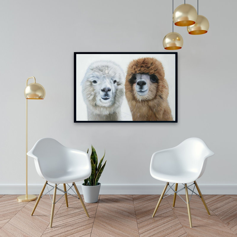 Deux lamas, reproduction sur toile