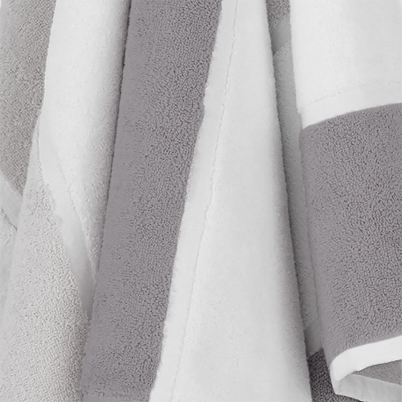 Performance Striped Single Bath Towel, Gray/White