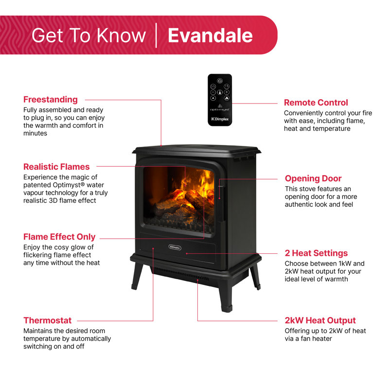 Dimplex 44 cm W Black Electric Stove with 6824 BTU
