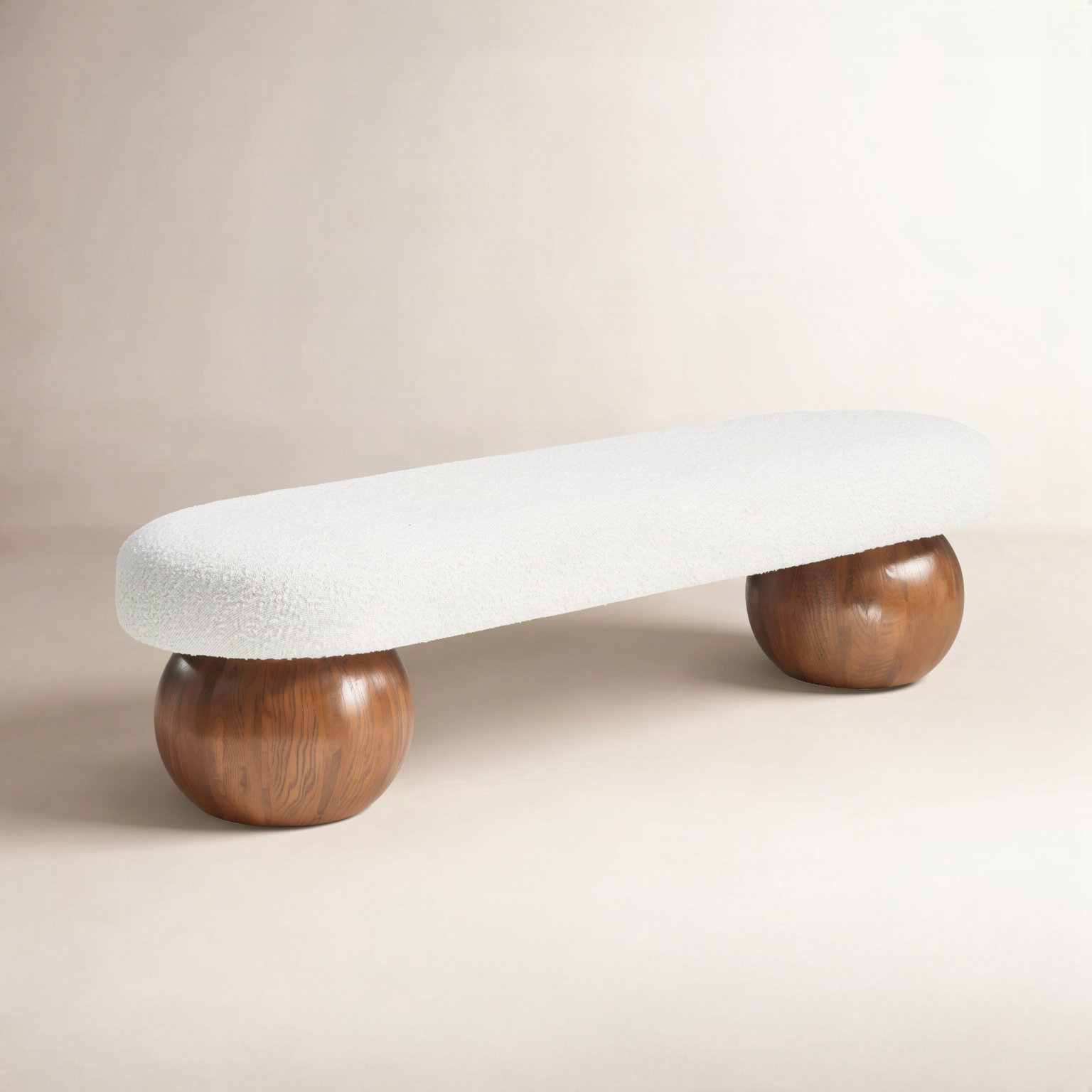 Bowie 60" Bedroom Bench, Cream, Brown