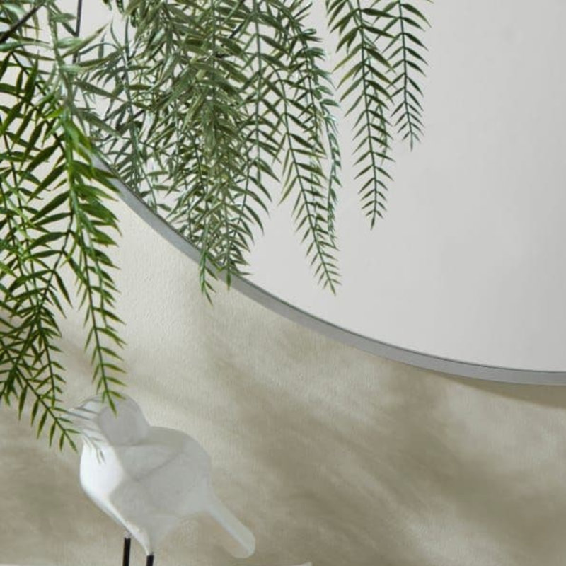 Plastic Round Wall Mirror Set, Silver