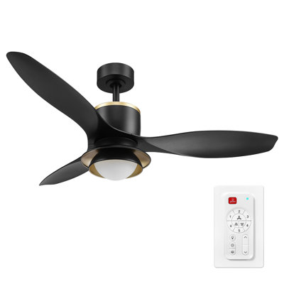 Ventilateur de plafond intégré à 3 pales à DEL avec télécommande et accents en laiton
