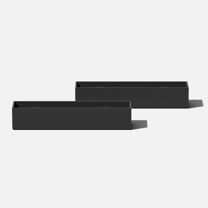 Boîte à fleurs en plastique Geo Series, Noir, H 3 po x l 16 po x P 3,5 po, Ensemble de 2
