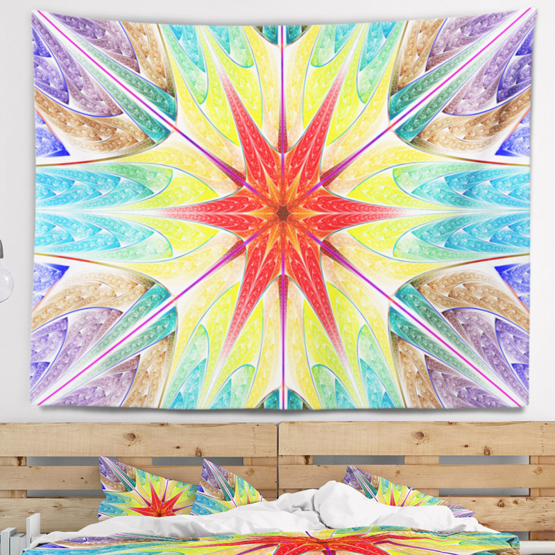 Abstrait magnifique tapisserie colorée en verre coloré, H 68 po x l 80 po