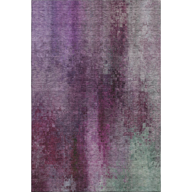 Premium Machine Washable Mayfield AMF2241 Abstract Rug, 9' x 12', Purple