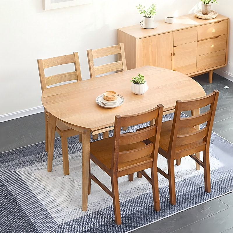 Table ronde pliante en chêne massif Minimalist, H 29,53 po x l 53,15 po x P 33,46 po