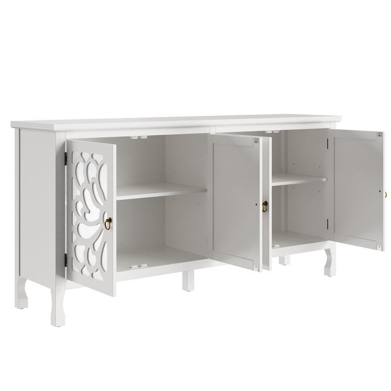 Buffet 63 "sculpté avec porte miroir, Blanc