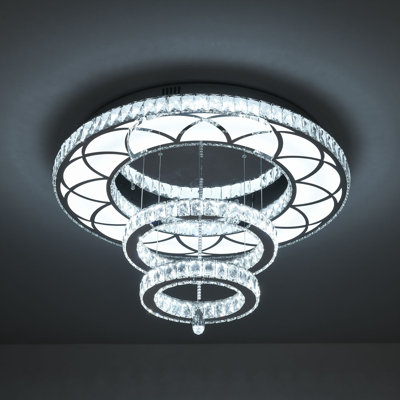 Johndrea 40inch Modern LED Big Crystal Flower Ceiling Lamp Dimmable Flush Mount Lighting Fixtures 3000-6000