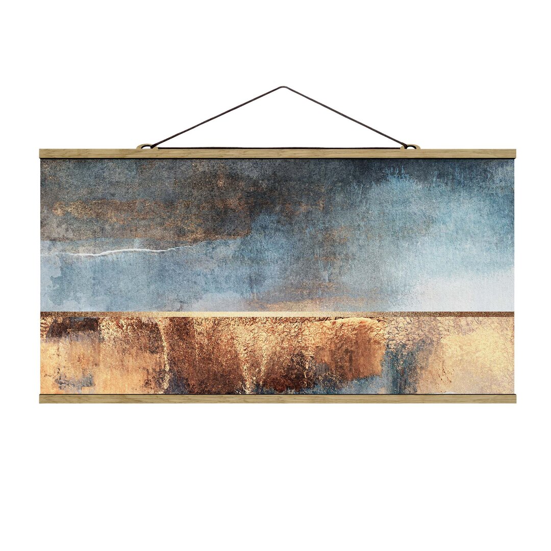 Wandbild Abstract Lake Shore in Gold von Elisabeth Fredriksson