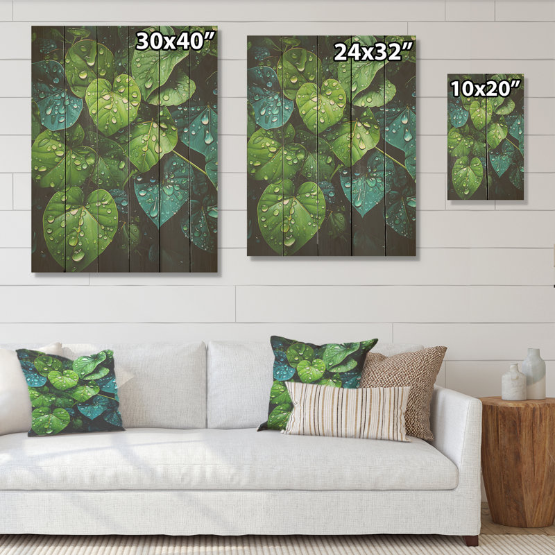 Art mural vert sur bois de pin naturel, charme réaliste vert, H 40 po x l 30 po