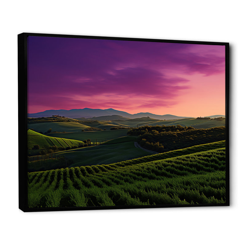 Impression sur toile Tuscany Twilight I, Cadre flottant noir, H 16 po x l 32 po