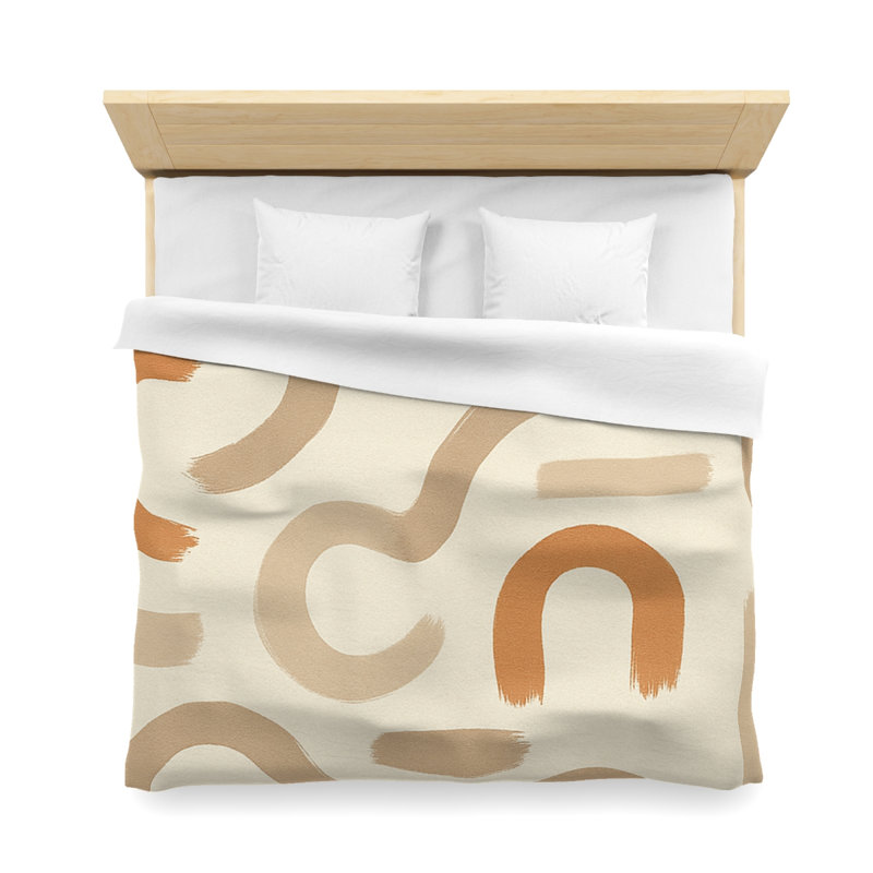 Microfiber Duvet Cover Boho Style, Design 73, White, King Duvet Cover