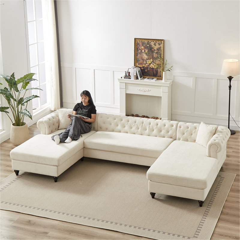 Novalune 3 - Piece Upholstered Chenille Sofa, Beige Chenille
