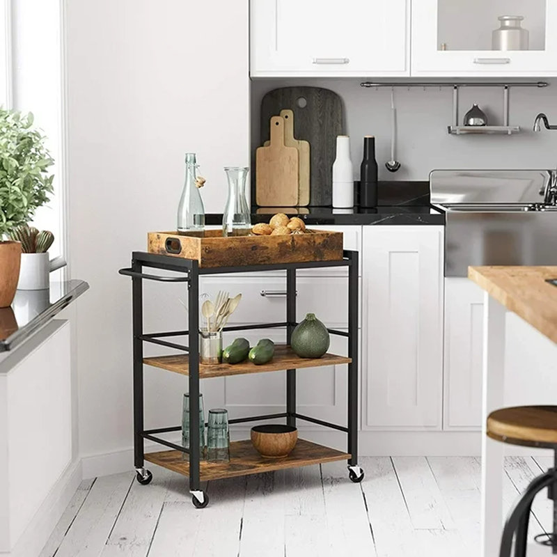 3-tier Riggle Kitchen Cart, Rustic Brown