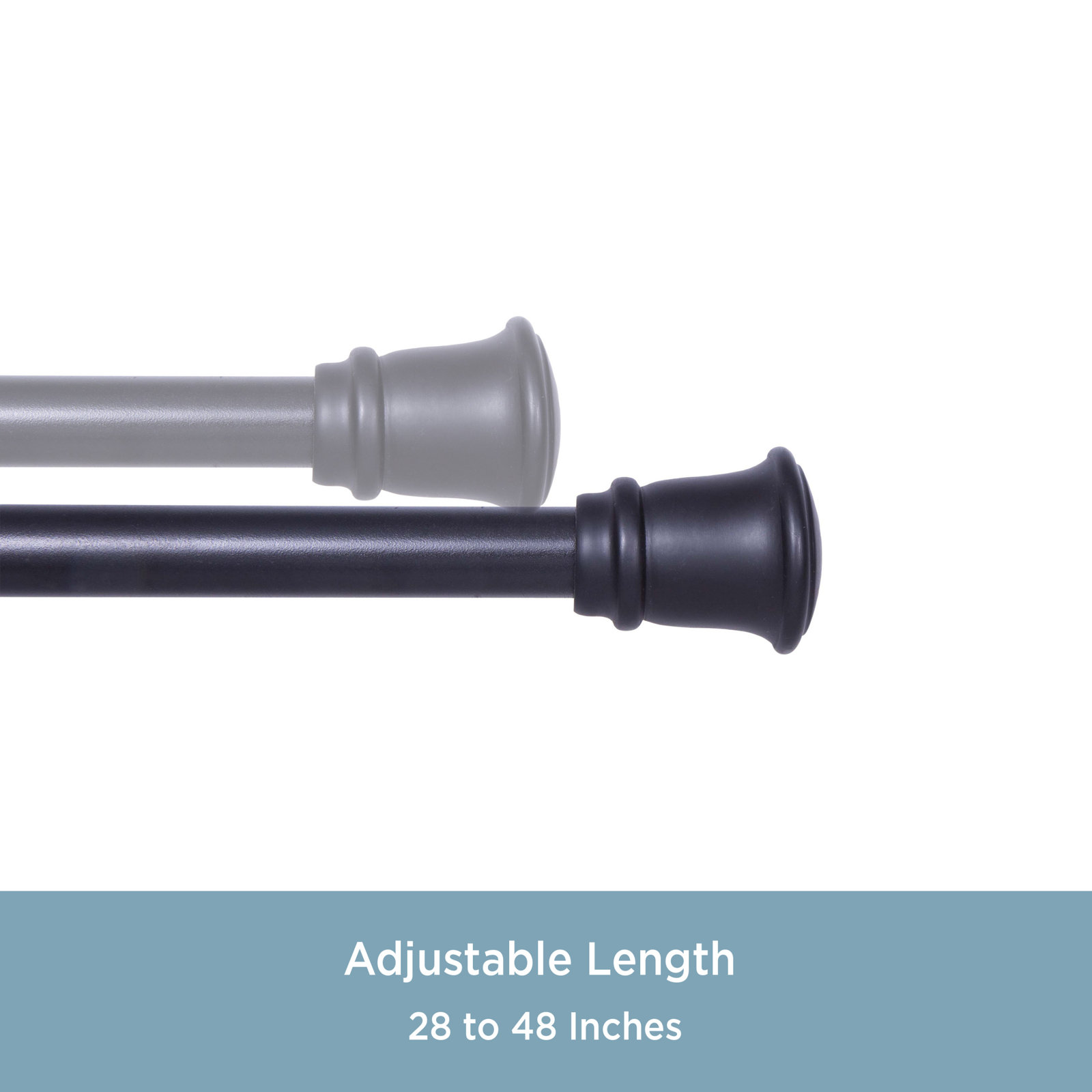 Lowri Trumpet Curtain Rod and Holdback Set, Black, 28" - 48"