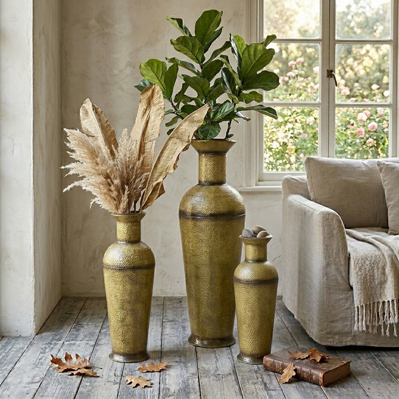 Ensemble de pots à fleurs en métal 3 pièces Amarhi