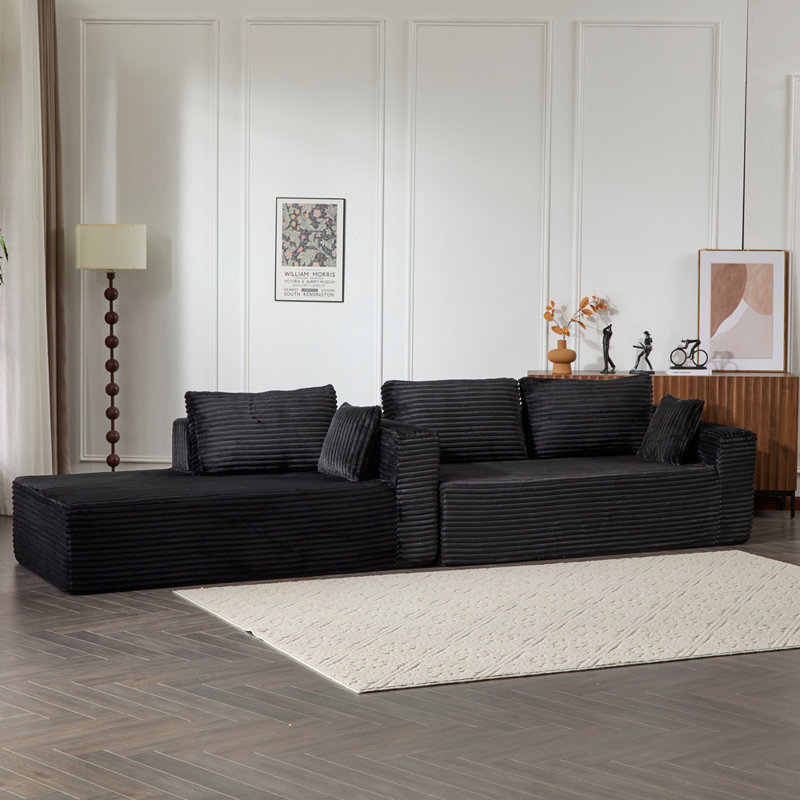 Canapé modulaire à compression avec méridienne Boneless, Noir