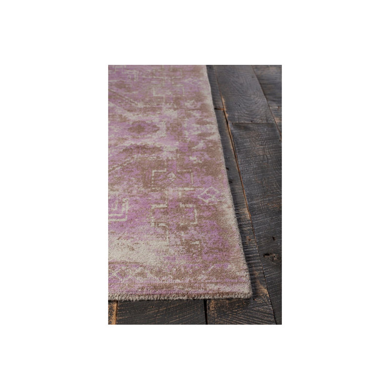 Tapis à médaillon oriental rose et brun touffeté à la main Statesboro, Rectangle 5 pi x 7 pi 6 po