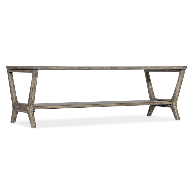 Transitional Mindi Wood Rectangular Coffee Table with Storage