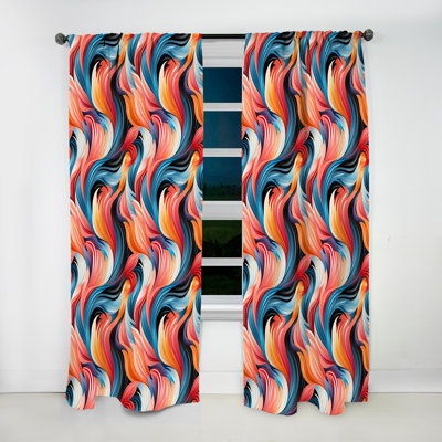 Trendy Wave Patterns 1970s Style - Abstract Curtain - Velvet Room Darkening - 1 panel