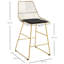 Set of 2 Bar Stools, Modern Counter Height Breakfast Bar Chairs with Wire Metal Frame for Kitchen, Dining Room, Gold