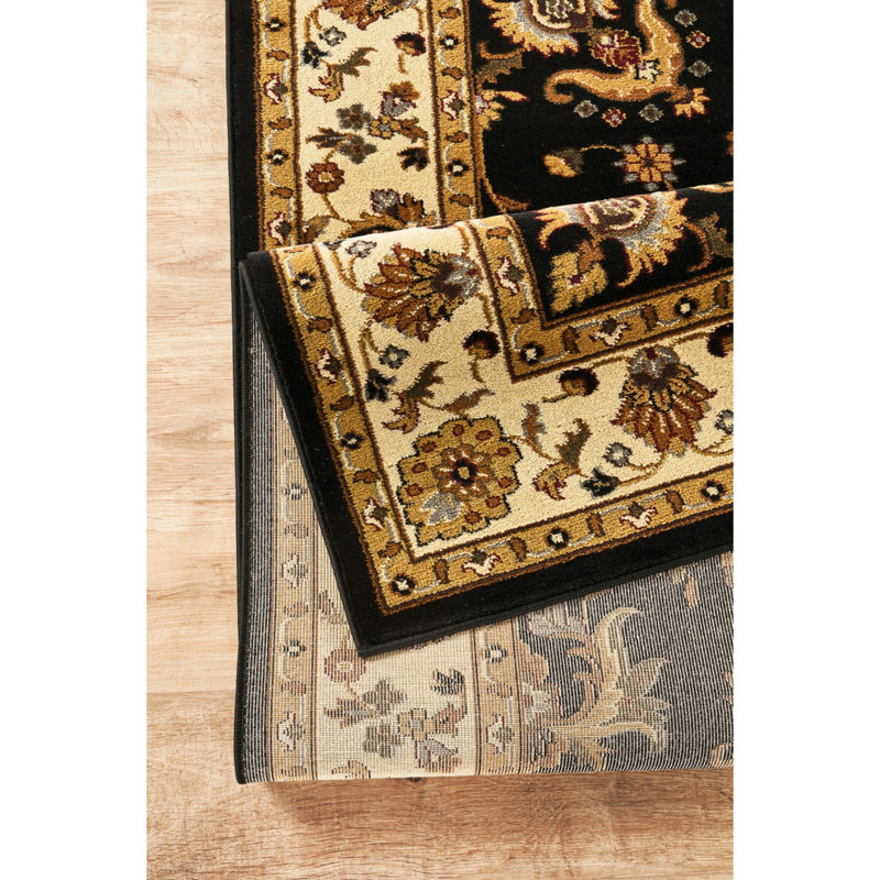 Tapis contemporain d'intérieur, Rectangle 10 pi 6 po x 14 pi 6 po, Noir