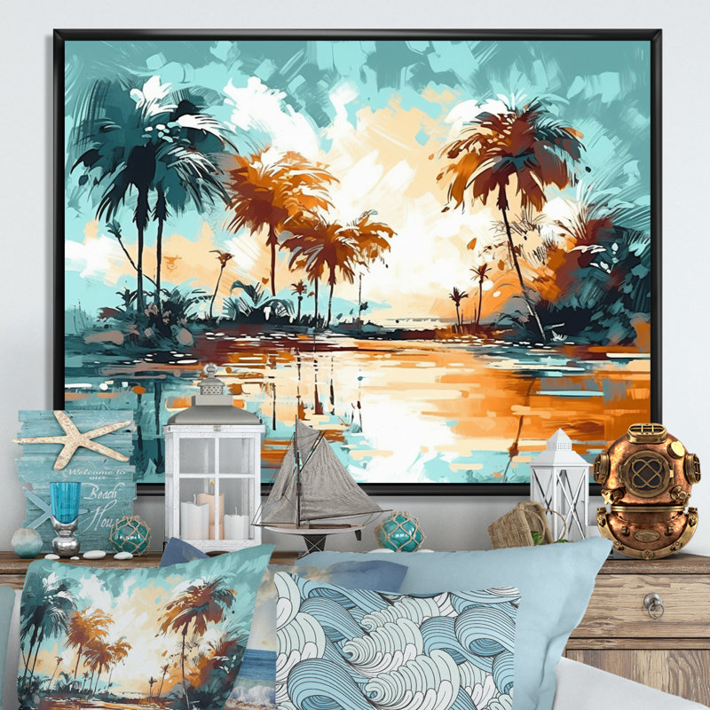 Blue Coastal Bohemia I - Imprimé, H 12 po x l 20 po x P 1 po, Cadre flottant noir