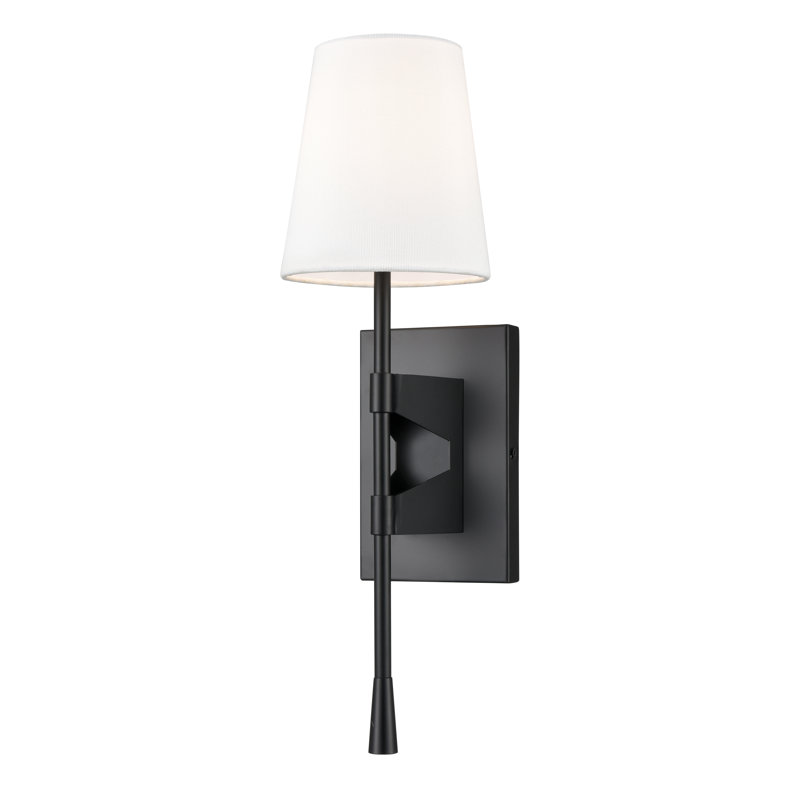 Jeydi 1 Light 19.5" Tall Brushed Nickel Sconce, Matte Black