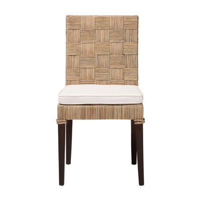Chaise de salle à manger Bali et Pari Fatima en rotin naturel avec coussin