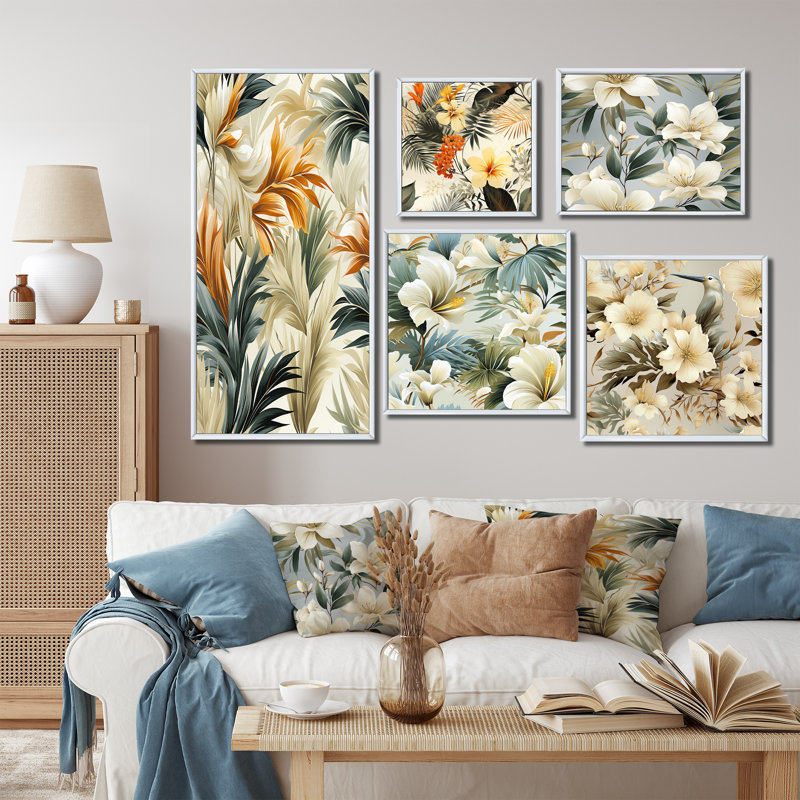 Ensemble de 5 éléments naturels Natural Tropical, Cadre flottant blanc