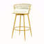 Ensemble de 2 tabourets pivotants à hauteur de comptoir, tabourets à hauteur de bar avec dossier tissé à la main et pieds en métal doré, chaises de cuisine modernes à dossier bas avec repose-pieds pour îlot, salle à manger