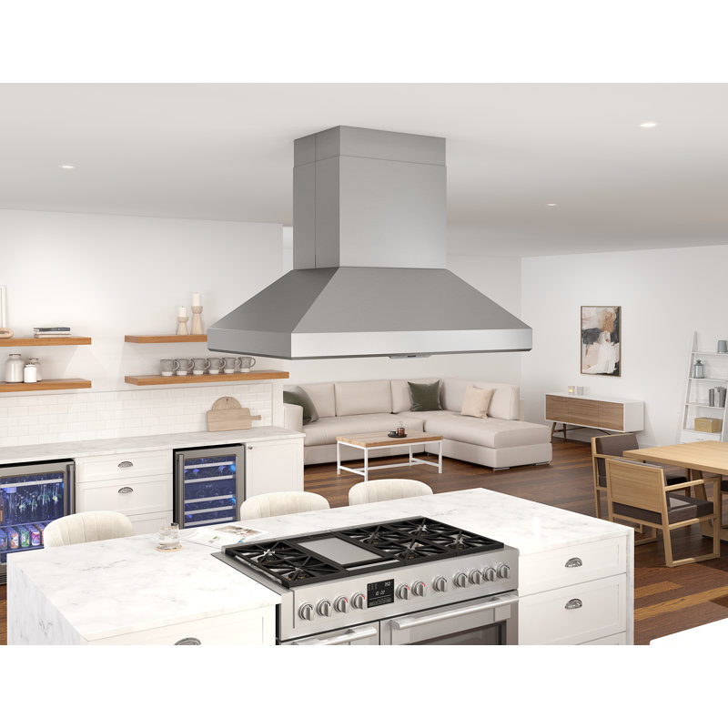 Titan 54 in. 750 CFM Island Mount Range Hood with TruHue in Stainless Steel, 42"