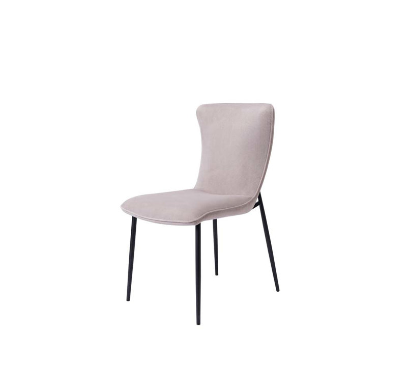 49.5cm H Velvet Upholstered Metal Side Chair in Gray