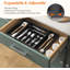 Rangement à ustensiles extensible pour tiroir, plateau à couverts en plastique réglable, séparateur de tiroir de cuisine à compartiments multiples pour le rangement de l'argenterie et des couverts-420112500