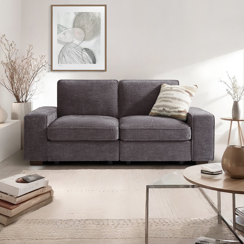 Ebern Designs Judeth Square Arm Modular Sofa, 2, Gray