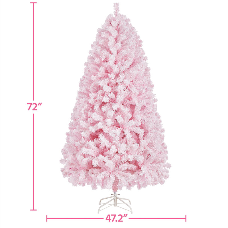 Pre-lit Flocked Artificial Christmas Tree with Foldable Stand, 6'