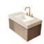 Comptoir en pierre frittée de 36 po à motif avec lavabo rectangulaire encastré en céramique, trois trous de robinet standard, trou de trop-plein, conception épaissie pour la durabilité, couleur principale beige, profondeur 35,32 po, 18,89 po
