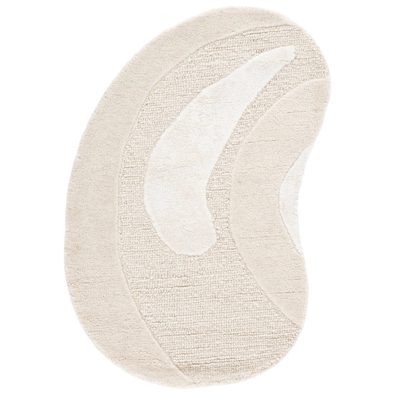 Novelty Hand Tufted Wool Viscose Solid Color Rug in Ivory/Beige, Novelty 2' x 3'