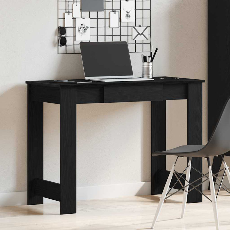 Bureau rectangulaire en bois d'ingénierie standard moderne, Noir
