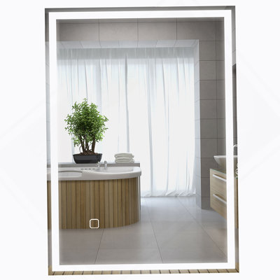Miroir de salle de bain à intensité variable avec lumières DEL, 3 couleurs et fonction mémoire