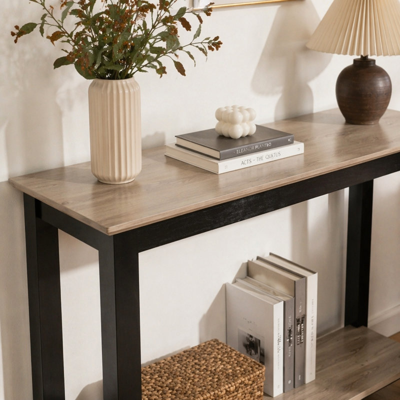 47 " W Solid Wood Top Console Table