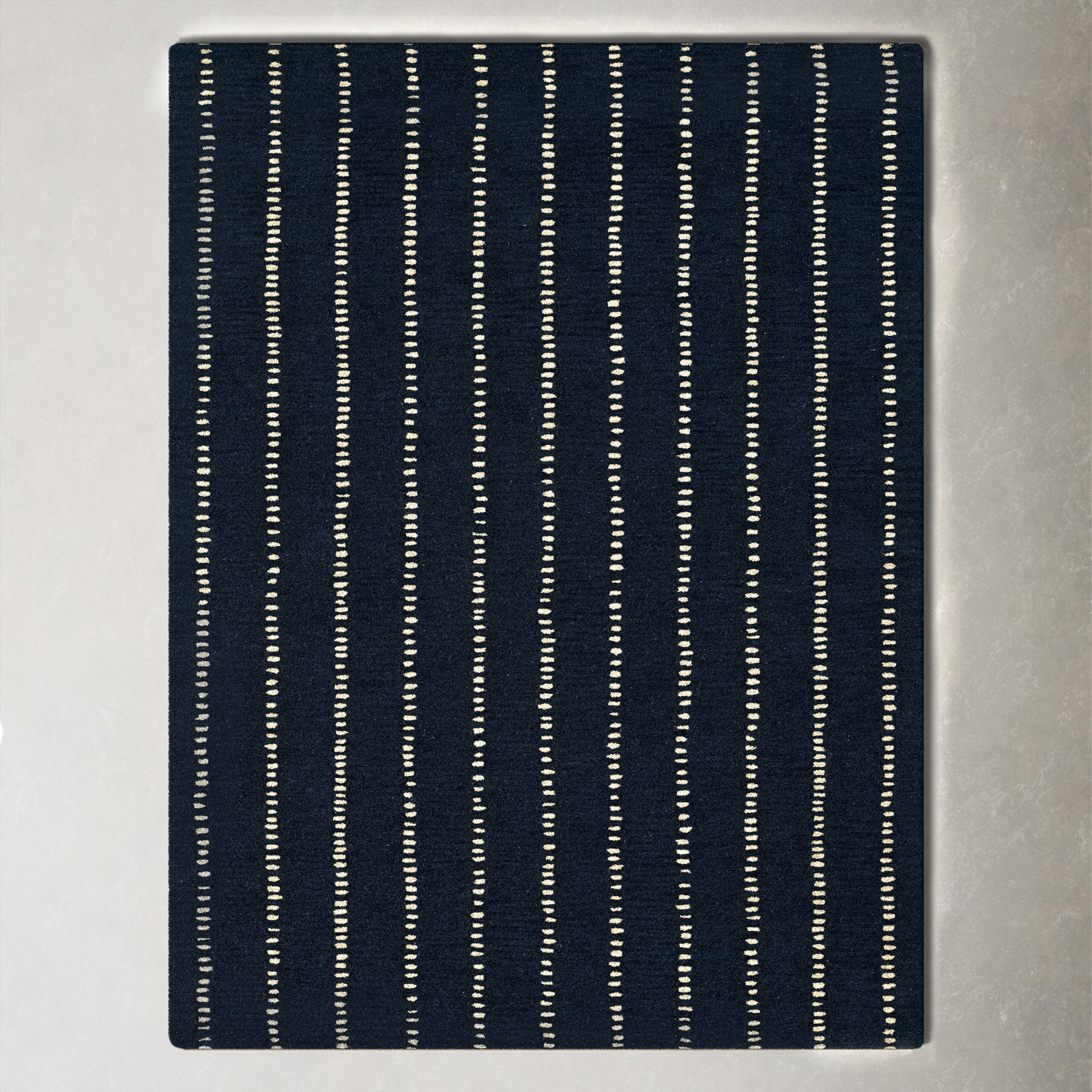 Nichols Navy Hand-Tufted Striped Wool Rug, Rectangle 8' x 10'