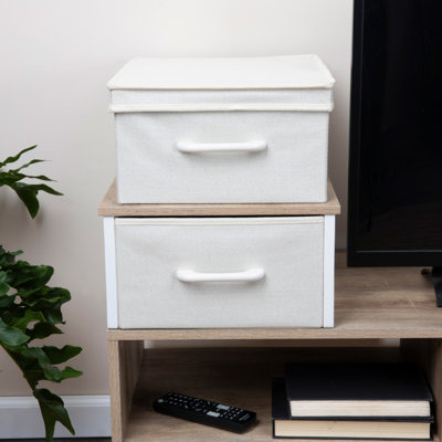 Artisan Stacking Storage Boxes with Laminate Top, Coastal Oak