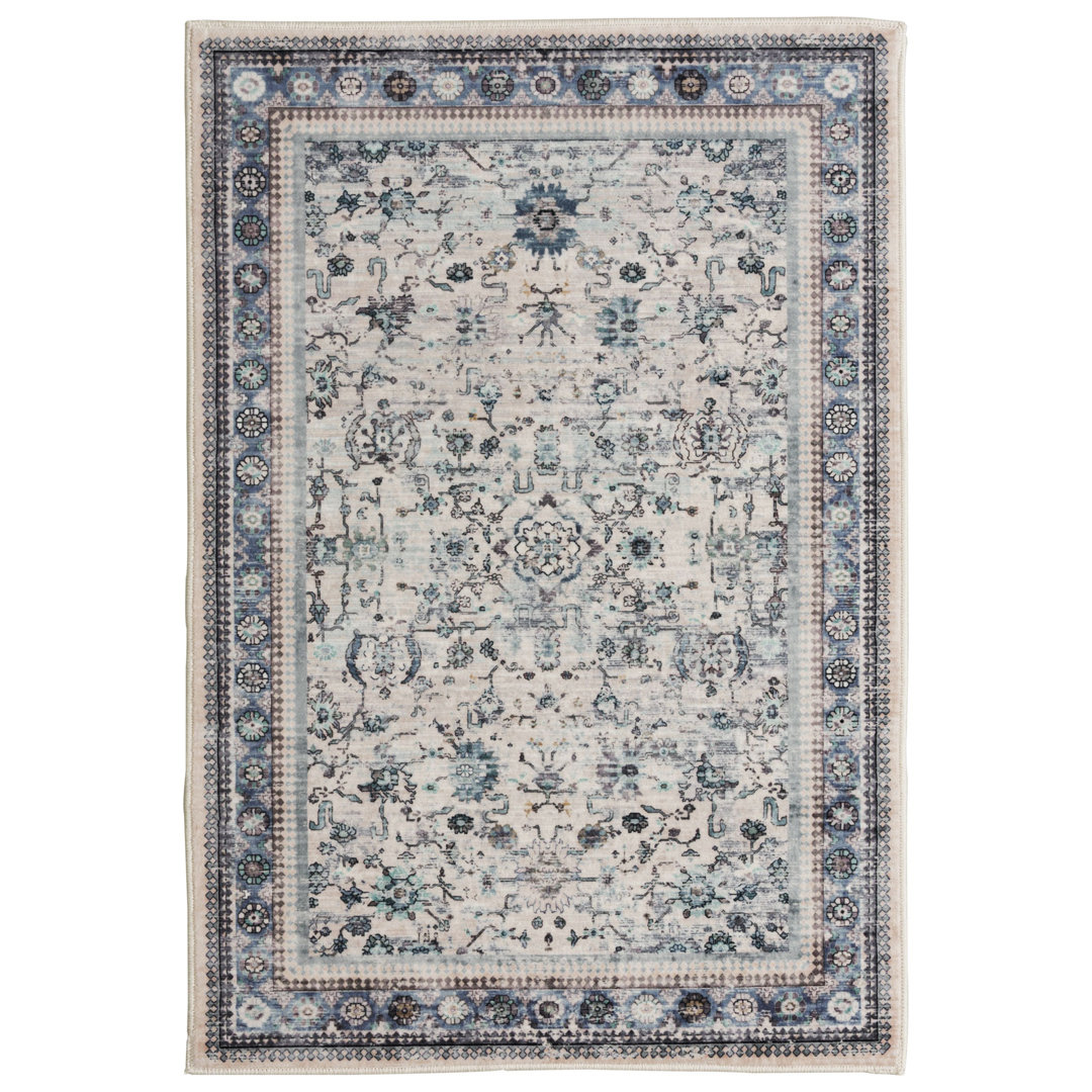 Kaysyn Oriental Performance Machine Washable Area Rug Blue/Ivory Union Rustic Rug