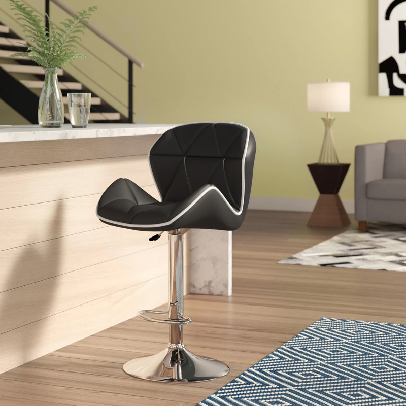 Capodanno Swivel Upholstered Adjustable Height Counter Stool with Metal Frame, White/Red, 2