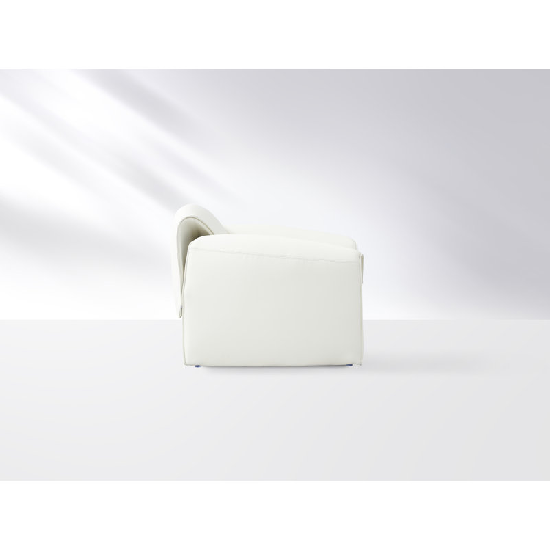 Faux Leather Club Chair, White Faux Leather