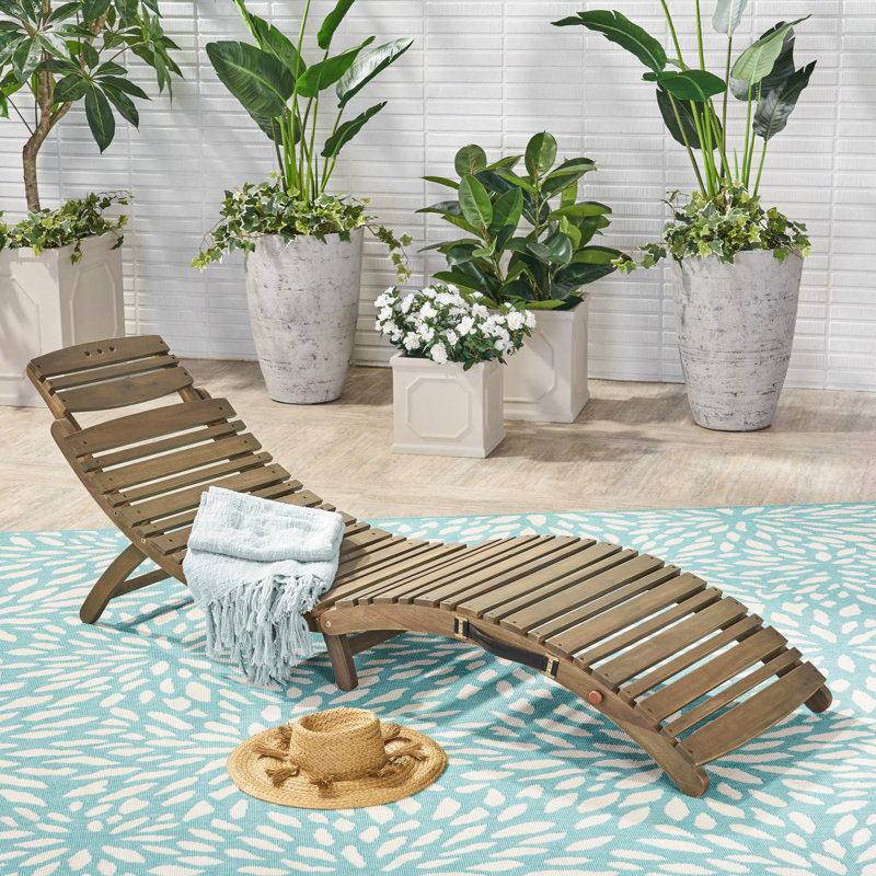 Chaise longue pliable en bois Lahaina - Gris
